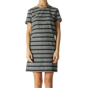 Ann Taylor Black and White Striped Short Sleeve Knit Dress
